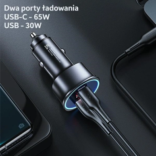 Ładowarka samochodowa USAMS C26 1xUSB+1xUSB-C 95W Fast Charge czarny/black CC146TC01
