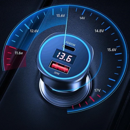 Ładowarka samochodowa USAMS C26 1xUSB+1xUSB-C 95W Fast Charge czarny/black CC146TC01