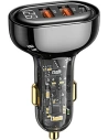 Ładowarka samochodowa USAMS 1xUSB-C 2xUSB-A 125W Fast Charge transparent black CC158CC01