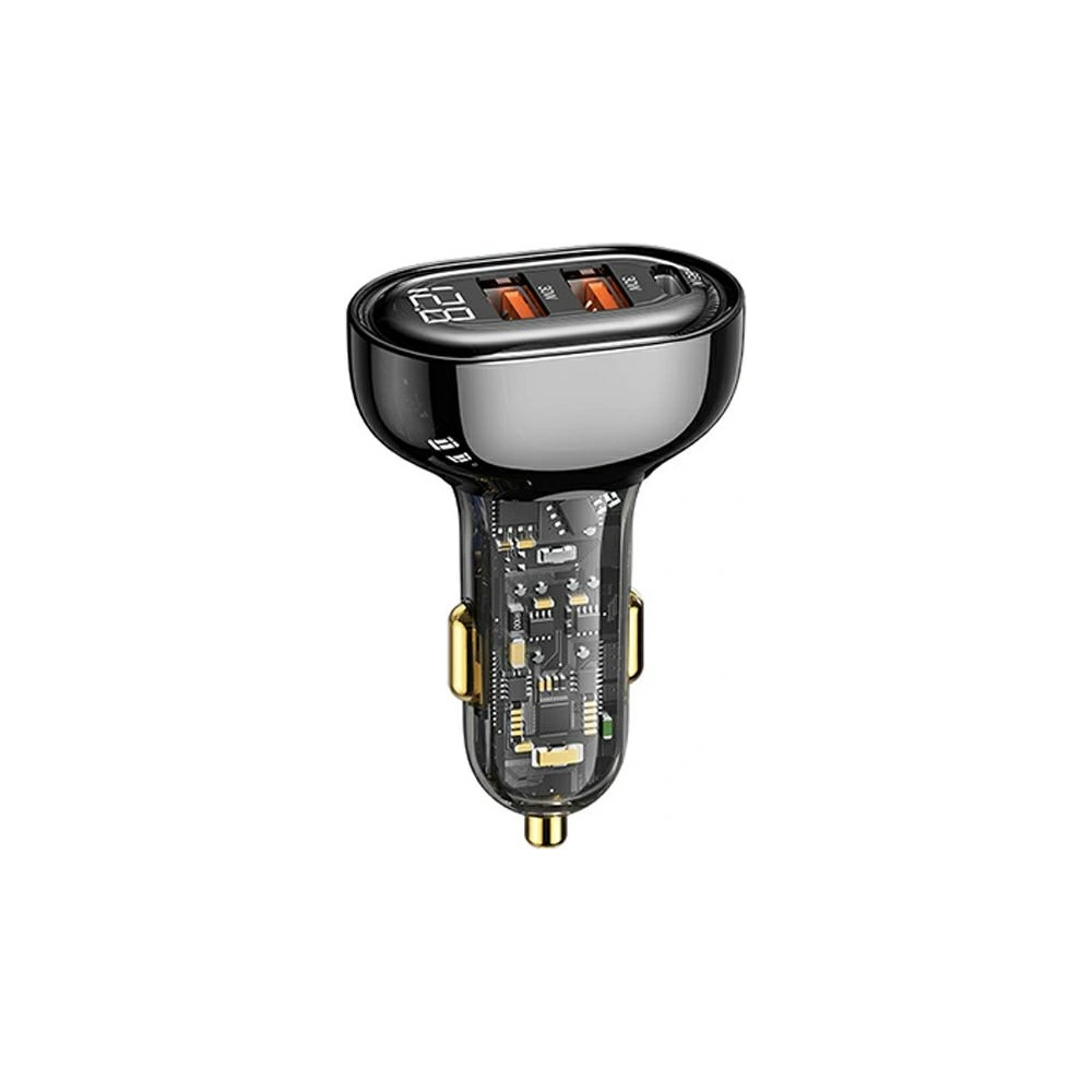 Hurtownia GSM - Automobilová nabíječka USAMS 1xUSB-C 2xUSB-A 125W rychlé nabíjení transparentní černá CC158CC01 - USA486BLK - {ean13} - Hurt
