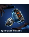 Hurtownia GSM - Automobilová nabíječka USAMS 1xUSB-C 2xUSB-A 125W rychlé nabíjení transparentní černá CC158CC01 - USA486BLK - {ean13} - Hurt
