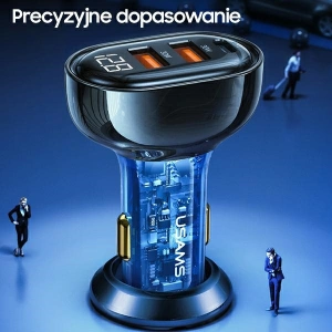 Hurtownia GSM - Automobilová nabíječka USAMS 1xUSB-C 2xUSB-A 125W rychlé nabíjení transparentní černá CC158CC01 - USA486BLK - {ean13} - Hurt