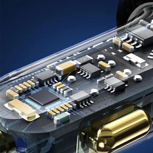 Ładowarka samochodowa USAMS 1xUSB-C 2xUSB-A 125W Fast Charge transparent black CC158CC01