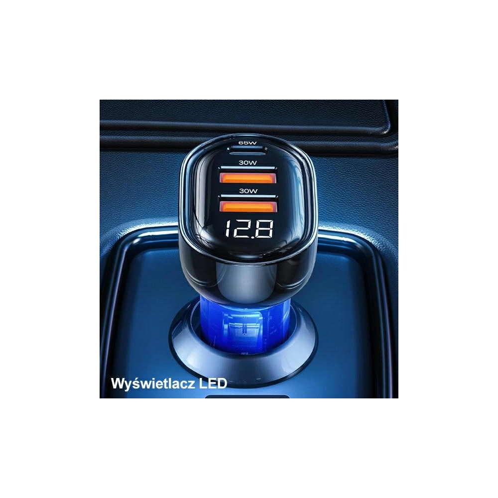 Hurtownia GSM - Automobilová nabíječka USAMS 1xUSB-C 2xUSB-A 125W rychlé nabíjení transparentní černá CC158CC01 - USA486BLK - {ean13} - Hurt