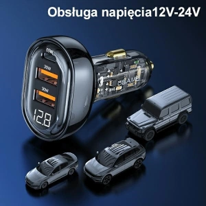 Hurtownia GSM - Ładowarka samochodowa USAMS 1xUSB-C 2xUSB-A 125W Fast Charge transparent black CC158CC01 - USA486BLK - {ean13} - Hurt