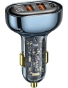 USAMS Car Charger 1xUSB-C 2xUSB-A 125W Fast Charge transparent blue CC158CC02 (US-CC158)