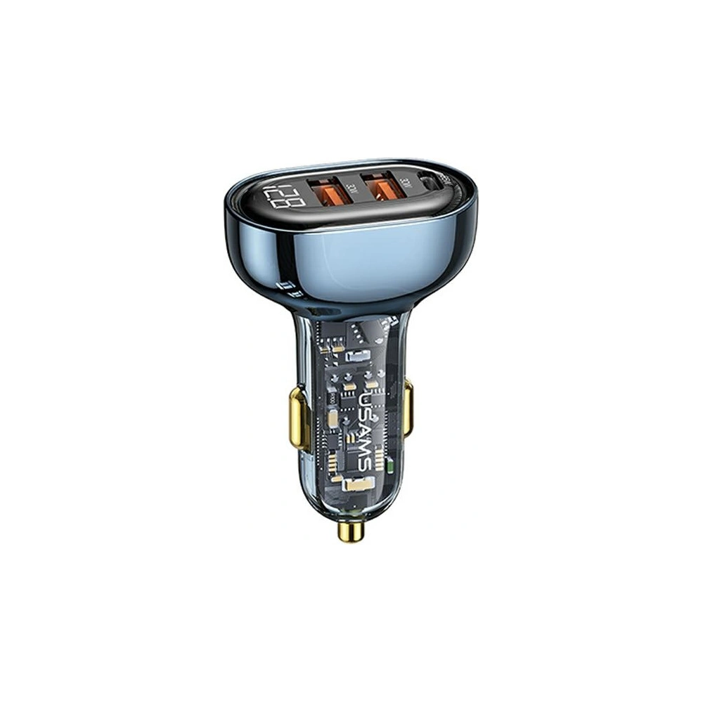 Hurtownia GSM - Autonabíječka USAMS 1xUSB-C 2xUSB-A 125W Rychlé nabíjení transparentní modrá CC158CC02 - USA487BLU - {ean13} - Hurt