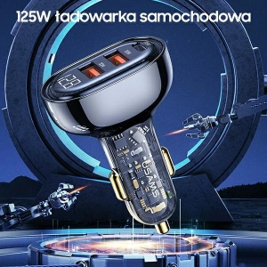 Hurtownia GSM - Ładowarka samochodowa USAMS 1xUSB-C 2xUSB-A 125W Fast Charge transparent blue CC158CC02 - USA487BLU - {ean13} - Hurt