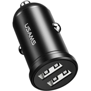 Hurtownia GSM - Ładowarka samochodowa USAMS Mini 2xUSB 2,4A czarny/black CC114TC01 - USA490BLK - {ean13} - Hurt