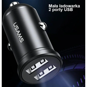 Hurtownia GSM - Ładowarka samochodowa USAMS Mini 2xUSB 2,4A czarny/black CC114TC01 - USA490BLK - {ean13} - Hurt