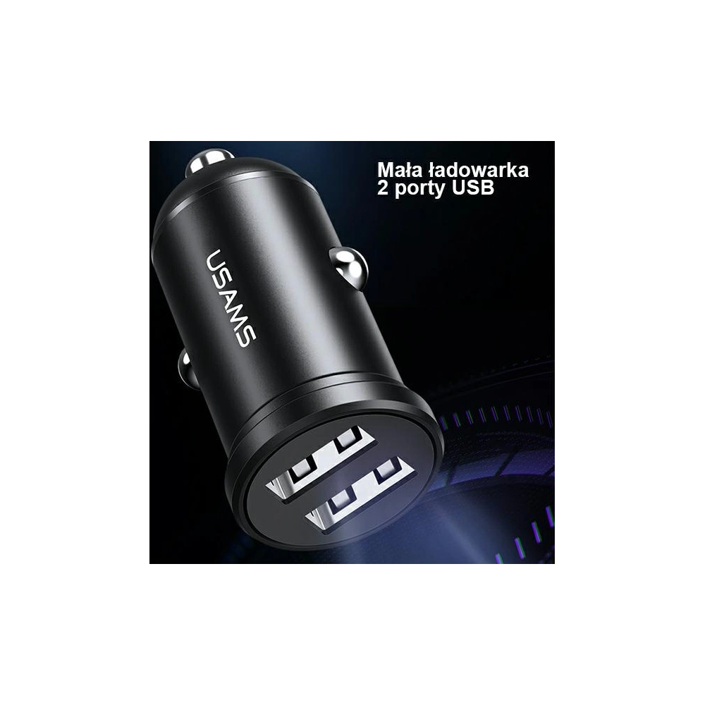 Hurtownia GSM - Auto nabíječka USAMS Mini 2xUSB 2,4A černá/black CC114TC01 - USA490BLK - {ean13} - Hurt