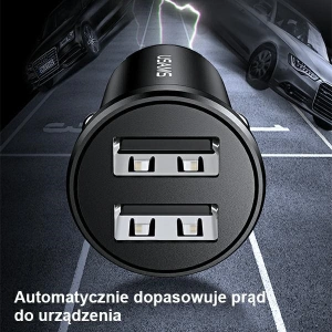 Hurtownia GSM - Ładowarka samochodowa USAMS Mini 2xUSB 2,4A czarny/black CC114TC01 - USA490BLK - {ean13} - Hurt