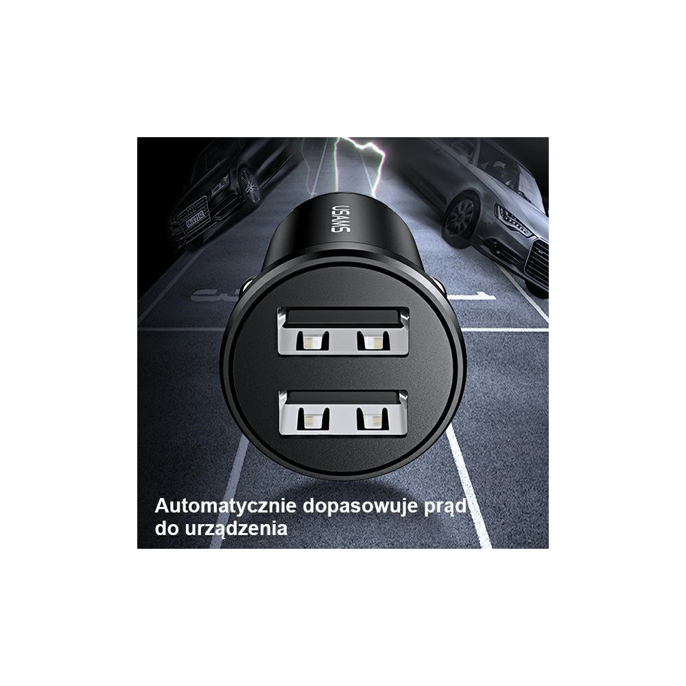 Wholesale USAMS Car Charger 2xUSB 2,4A Mini black CC114TC01 (US-CC114) - USA490BLK - {ean13} - Hurt