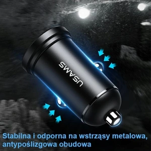 Hurtownia GSM - Ładowarka samochodowa USAMS Mini 2xUSB 2,4A czarny/black CC114TC01 - USA490BLK - {ean13} - Hurt