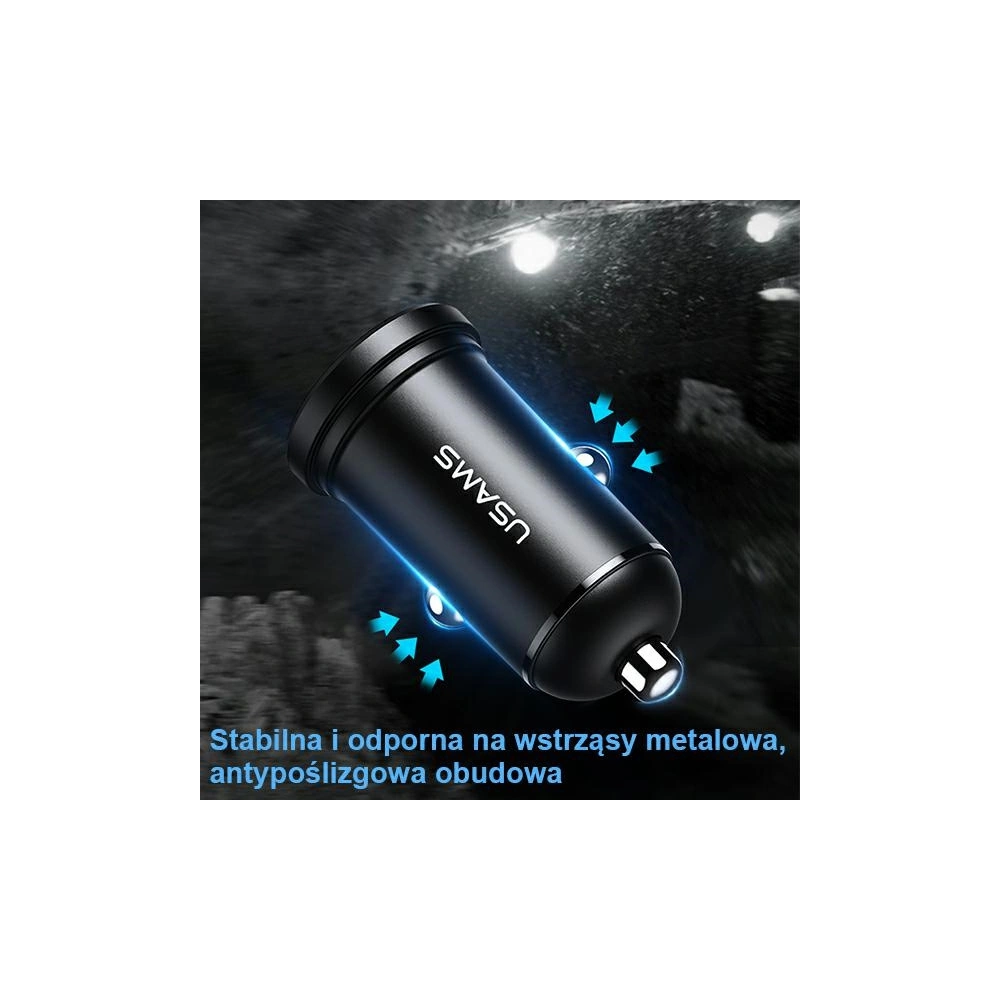 Wholesale USAMS Car Charger 2xUSB 2,4A Mini black CC114TC01 (US-CC114) - USA490BLK - {ean13} - Hurt