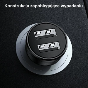 Hurtownia GSM - Ładowarka samochodowa USAMS Mini 2xUSB 2,4A czarny/black CC114TC01 - USA490BLK - {ean13} - Hurt