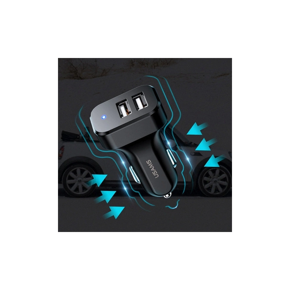 Hurtownia GSM - Autonabíječka USAMS C13 2xUSB 2,1A 3w1 (microUSB/USB-C/lightning) černá/black NTU35YTSC13TZ - USA494BLK - {ean13} - Hurt