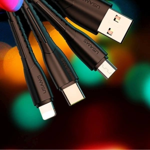 Hurtownia GSM - Ładowarka samochodowa USAMS C13 2xUSB 2,1A 3w1 (microUSB/USB-C/lightning) czarny/black NTU35YTSC13TZ - USA494BLK - {ean13} - Hurt