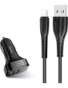 USAMS Car Charger 2xUSB C13 2,1A Lightning black NTU35LC13TZ