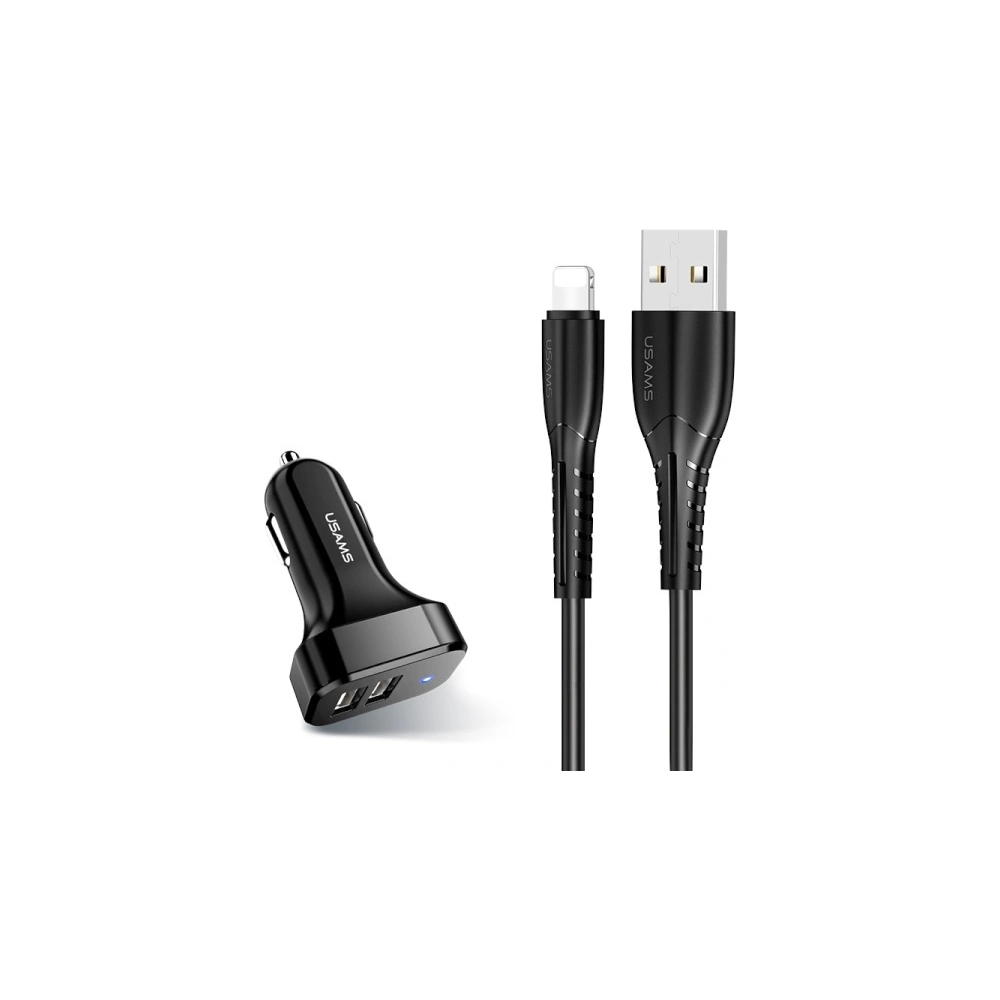 Hurtownia GSM - Ładowarka samochodowa USAMS C13 2xUSB 2,1A lightning czarny/black NTU35LC13TZ - USA495BLK - {ean13} - Hurt