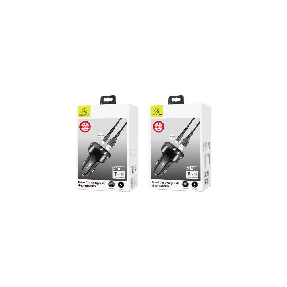 Hurtownia GSM - Ładowarka samochodowa USAMS C13 2xUSB 2,1A lightning czarny/black NTU35LC13TZ - USA495BLK - {ean13} - Hurt
