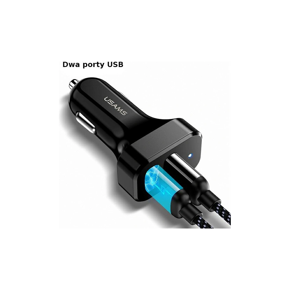 Hurtownia GSM - Autonabíječka USAMS C13 2xUSB 2,1A černá/black CC87TC01 - USA498BLK - {ean13} - Hurt
