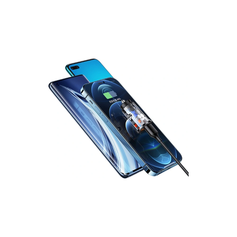 Hurtownia GSM - Autonabíječka USAMS C23 2xUSB 36W Fast Charge transparentní modrá CC122CC02 - USA499BLU - {ean13} - Hurt
