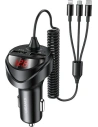 USAMS Car Charger 2xUSB+ kable 3in1 C22 (Lightning+microUSB+USB-C) black CC119TC01 (US-CC119)