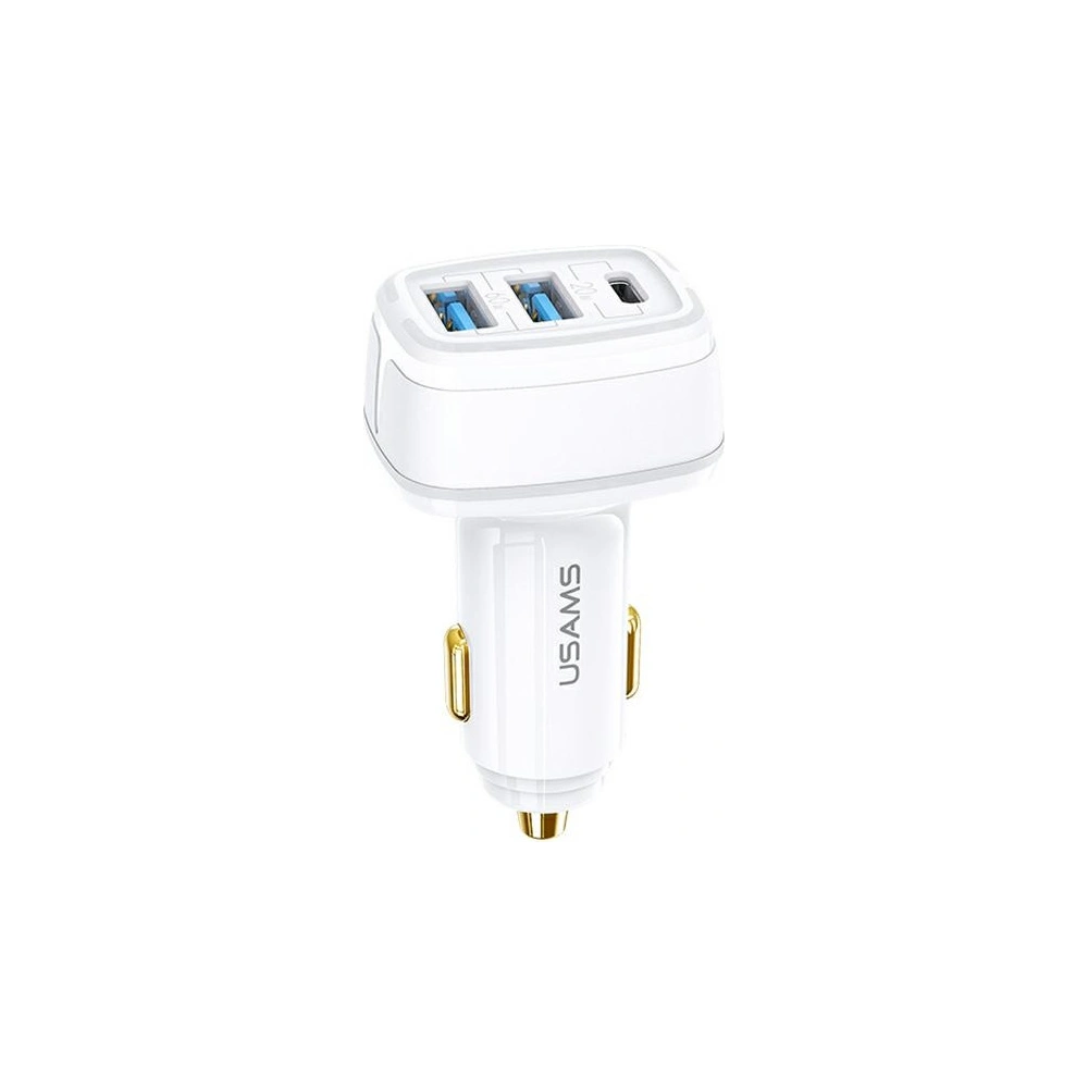 Hurtownia GSM - Auto nabíječka USAMS C24 2xUSB+1xUSB-C 80W rychlé nabíjení bílá/white CC126TC02 - USA504WHT - {ean13} - Hurt