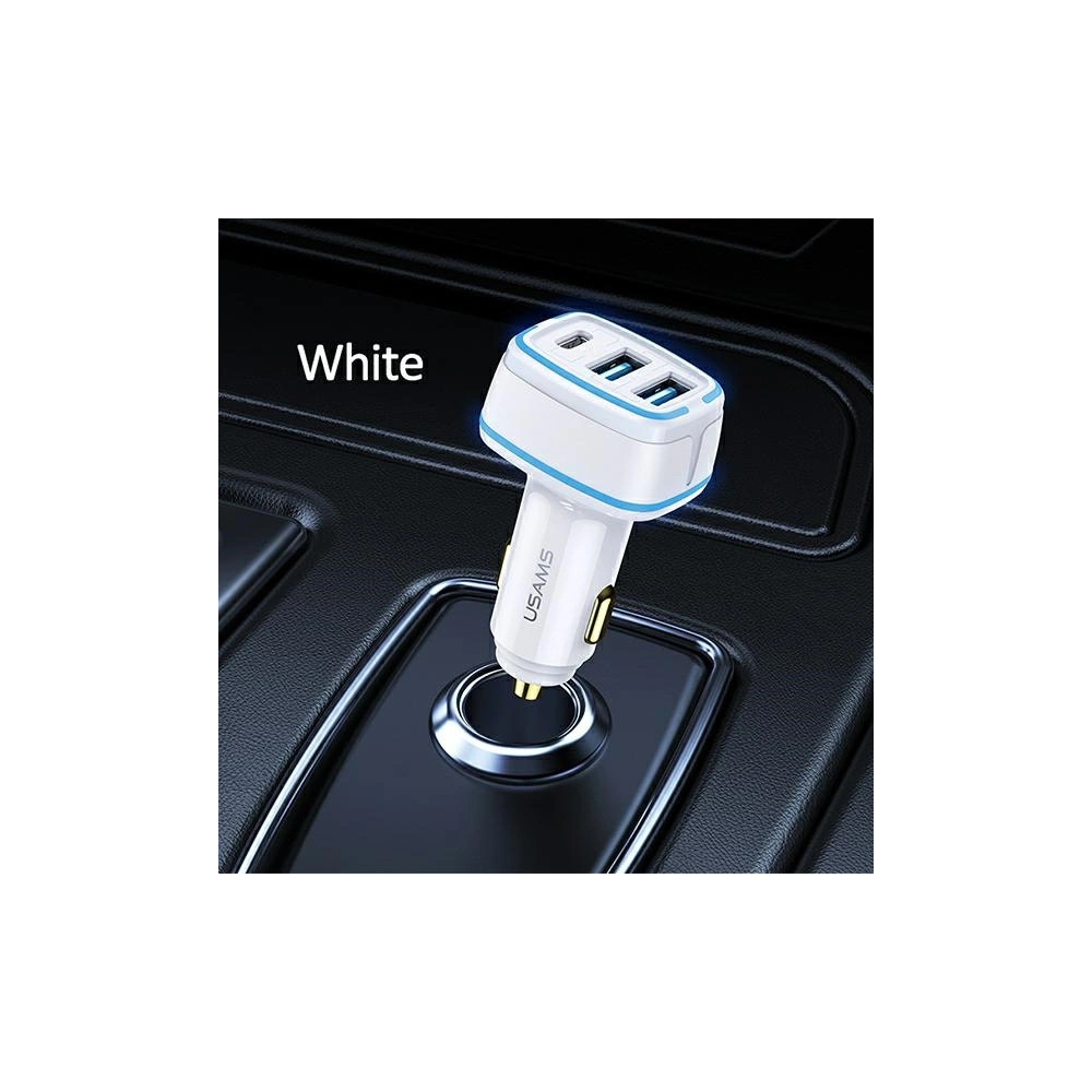 Hurtownia GSM - Auto nabíječka USAMS C24 2xUSB+1xUSB-C 80W rychlé nabíjení bílá/white CC126TC02 - USA504WHT - {ean13} - Hurt