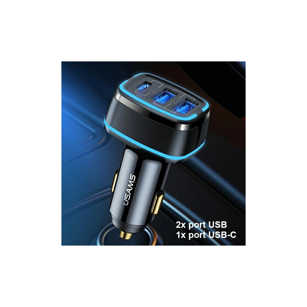 Hurtownia GSM - Auto nabíječka USAMS C24 2xUSB+1xUSB-C 80W rychlé nabíjení bílá/white CC126TC02 - USA504WHT - {ean13} - Hurt