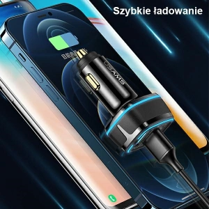 Ładowarka samochodowa USAMS C24 2xUSB+1xUSB-C 80W Fast Charge czarny/black CC126TC01