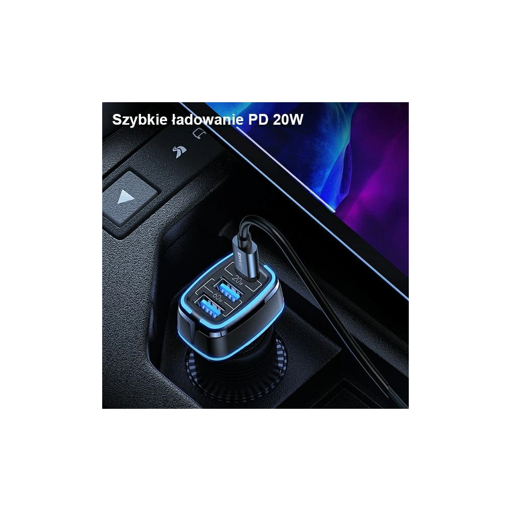Hurtownia GSM - Automobilový nabíječ USAMS C24 2xUSB+1xUSB-C 80W Rychlé nabíjení černý/black CC126TC01 - USA505BLK - {ean13} - Hurt
