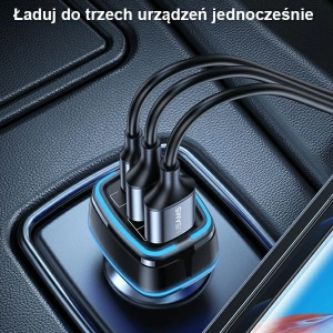Ładowarka samochodowa USAMS C24 2xUSB+1xUSB-C 80W Fast Charge czarny/black CC126TC01