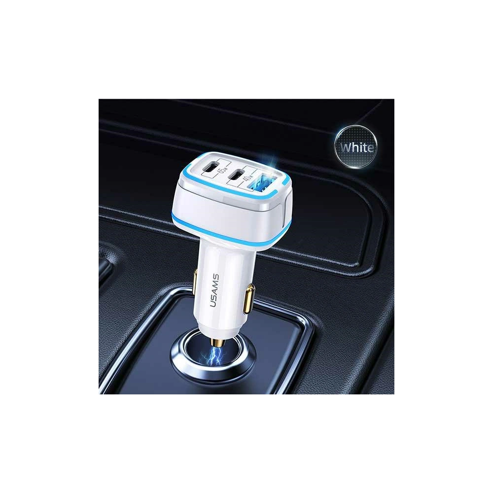 Hurtownia GSM - Automobilní nabíječka USAMS C24 2xUSB-C+1xUSB 105W Rychlé nabíjení bílá/white CC141TC02 - USA506WHT - {ean13} - Hurt