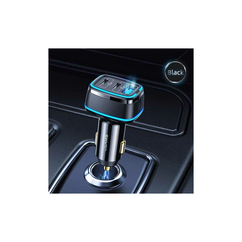 Hurtownia GSM - Autonabíječka USAMS C24 2xUSB-C+1xUSB 105W Rychlé nabíjení černá/black CC141TC01 - USA507BLK - {ean13} - Hurt