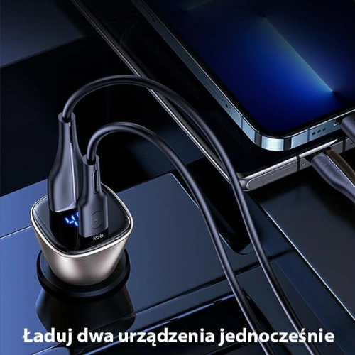 Ładowarka samochodowa USAMS C29 45W 2xUSB-A Fast Charge jasno złoty/light gold CC154CC01