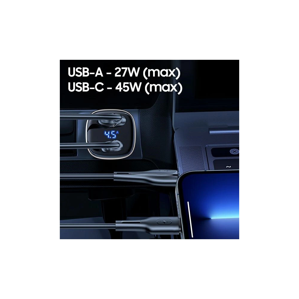 Hurtownia GSM - Ładowarka samochodowa USAMS C29 72W USB-A/USB-C Fast Charge jasno złoty/light gold CC155CC01 - USA510GLD - {ean13} - Hurt