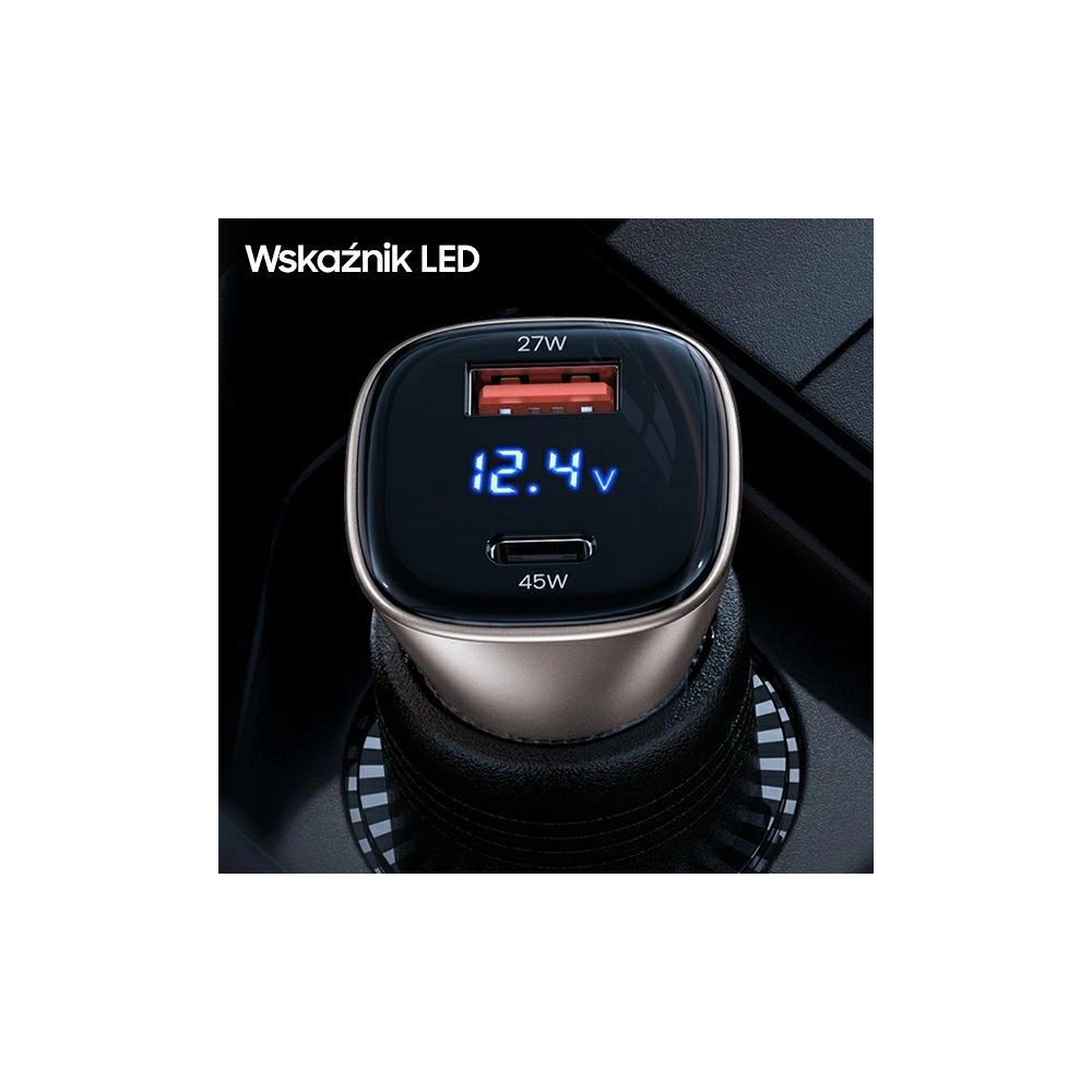 Hurtownia GSM - Auto nabíječka USAMS C29 72W USB-A/USB-C Rychlé nabíjení jasně zlatá/light gold CC155CC01 - USA510GLD - {ean13} - Hurt