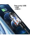 Hurtownia GSM - Ładowarka samochodowa USAMS C25 USB+USB-C 42.5W Fast Charge transparent niebieski/blue CC127CC02 - USA514BLU - {ean13} - Hurt