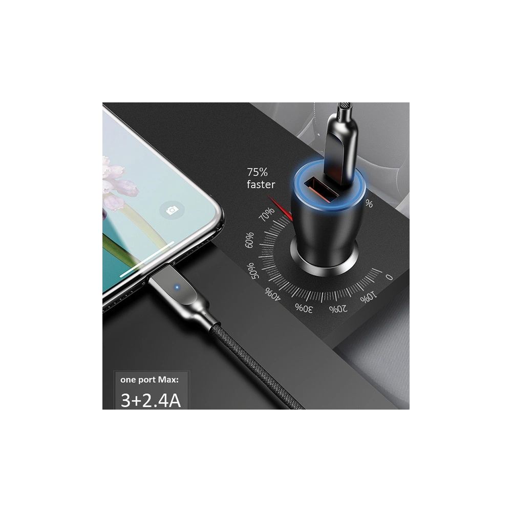 Hurtownia GSM - Automobilová nabíječka USAMS C6 USB+USB-C 18W 5V-3A QC3.0 Qualcom+PD 5,4A Rychlé nabíjení černá/black CC53GC01 - USA515BLK - {ean13} - Hurt
