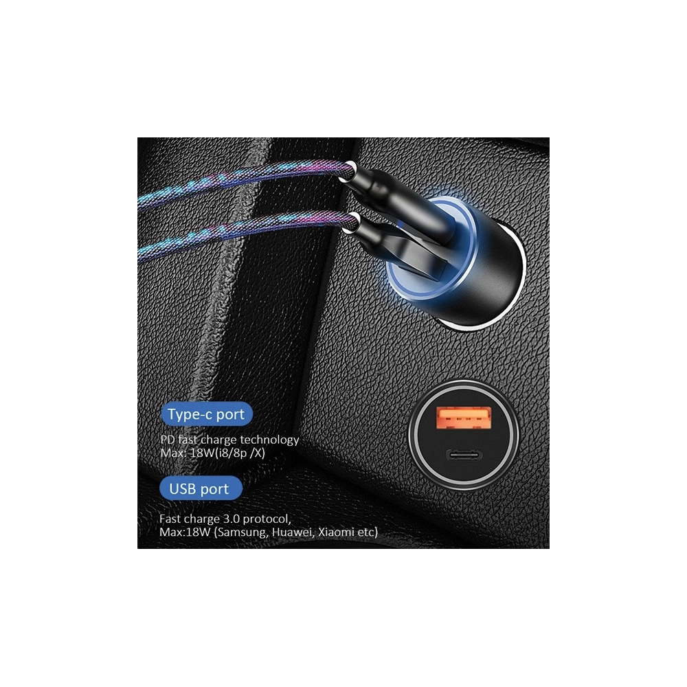 Hurtownia GSM - Automobilová nabíječka USAMS C6 USB+USB-C 18W 5V-3A QC3.0 Qualcom+PD 5,4A Rychlé nabíjení černá/black CC53GC01 - USA515BLK - {ean13} - Hurt