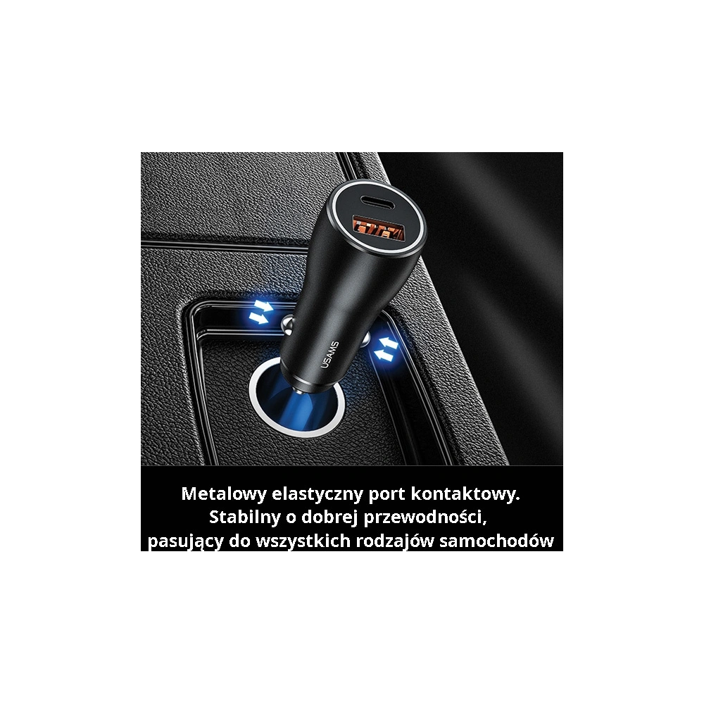 Hurtownia GSM - Automobilová nabíječka USAMS C6 USB+USB-C 18W 5V-3A QC3.0 Qualcom+PD 5,4A Rychlé nabíjení černá/black CC53GC01 - USA515BLK - {ean13} - Hurt