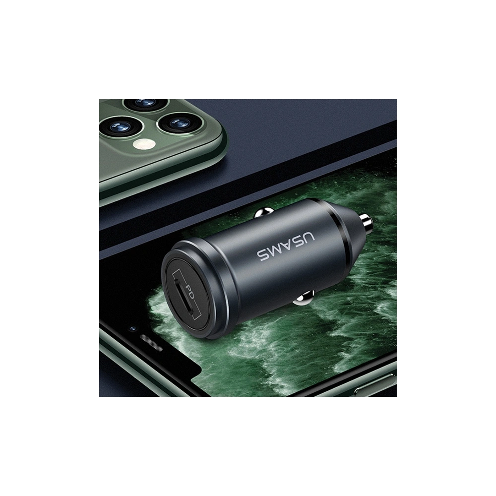 Hurtownia GSM - Automobilní nabíječka USAMS C14 USB-C 18W 5V-3A PD3.0 rychlé nabíjení šedá/grey CC95GC02 - USA517GRY - {ean13} - Hurt