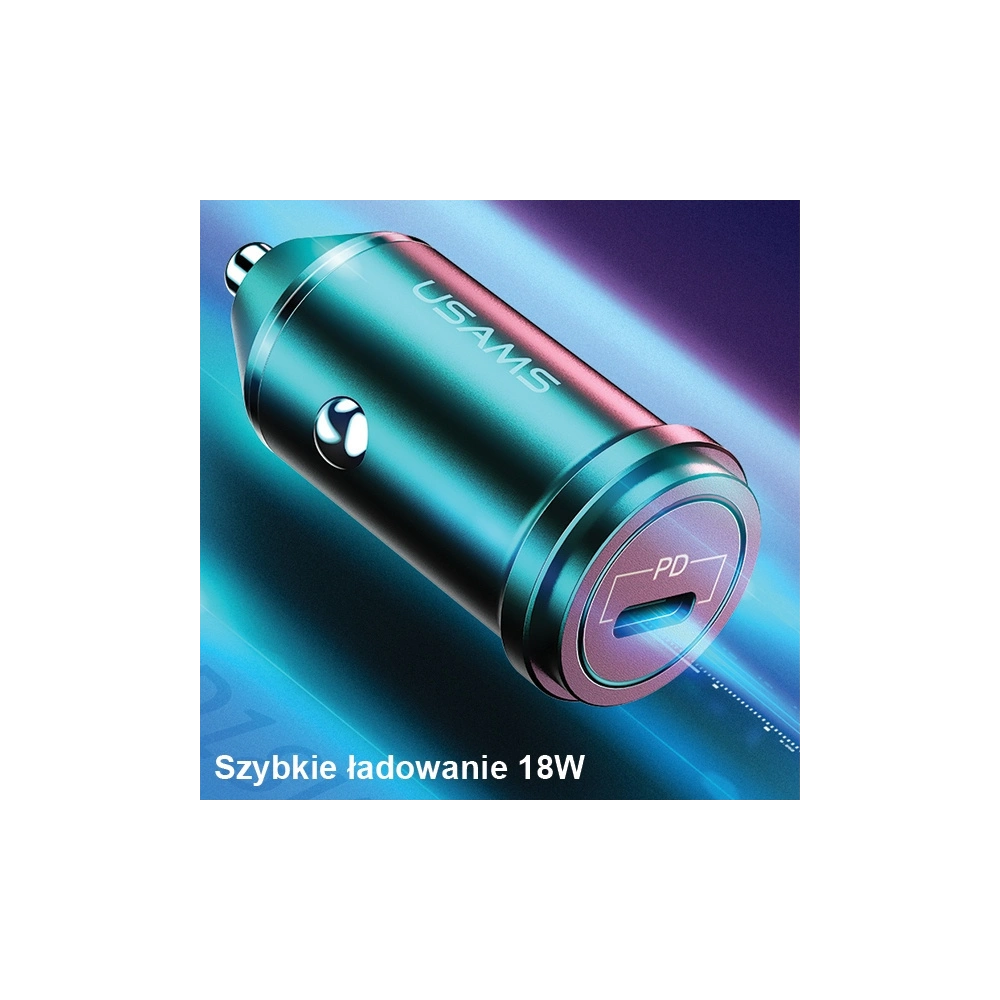 Hurtownia GSM - Automobilní nabíječka USAMS C14 USB-C 18W 5V-3A PD3.0 rychlé nabíjení šedá/grey CC95GC02 - USA517GRY - {ean13} - Hurt