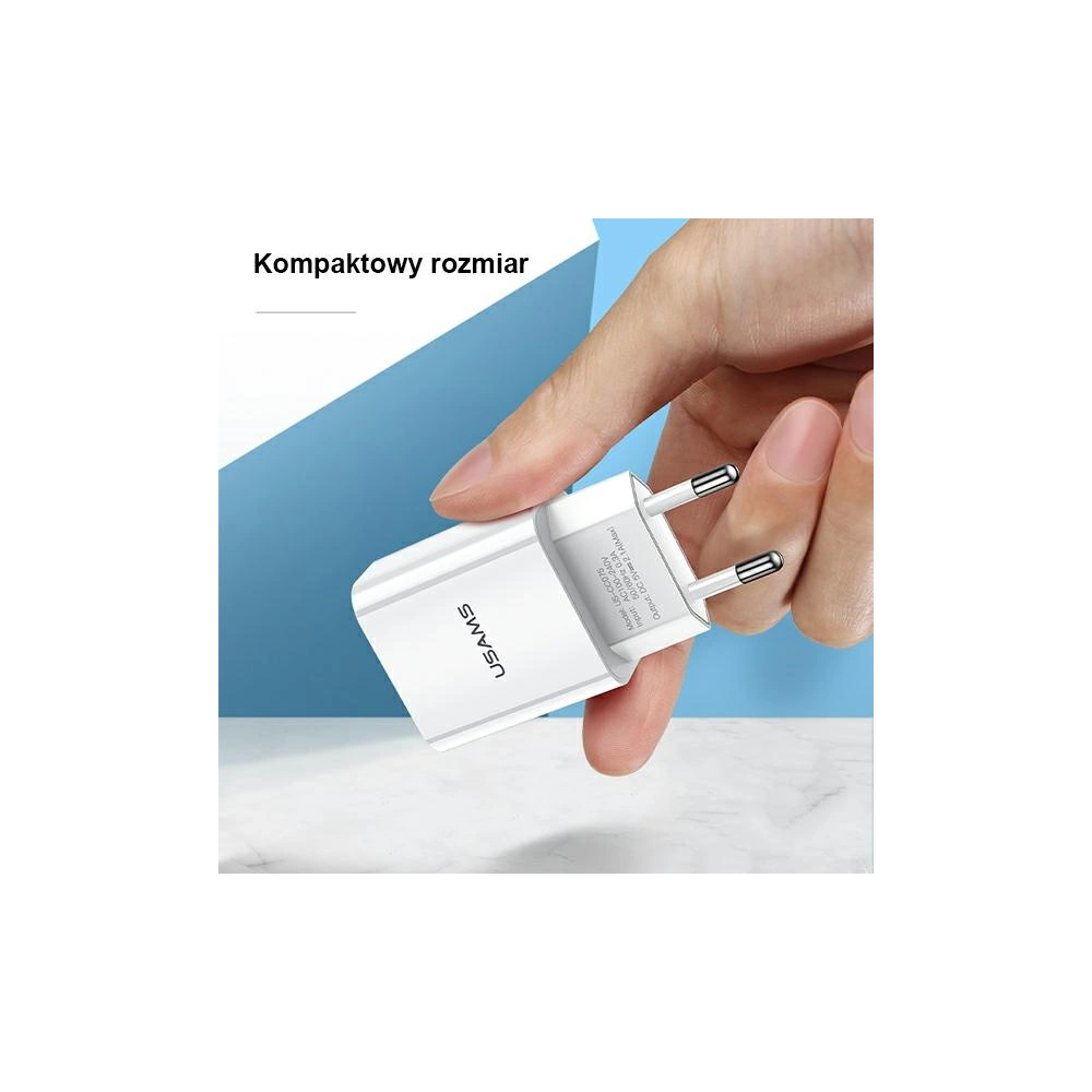 Hurtownia GSM - Ładowarka sieciowa USAMS T18 1xUSB 2,1A biały/white Fast Charging CC075TC01 - USA520WHT - {ean13} - Hurt