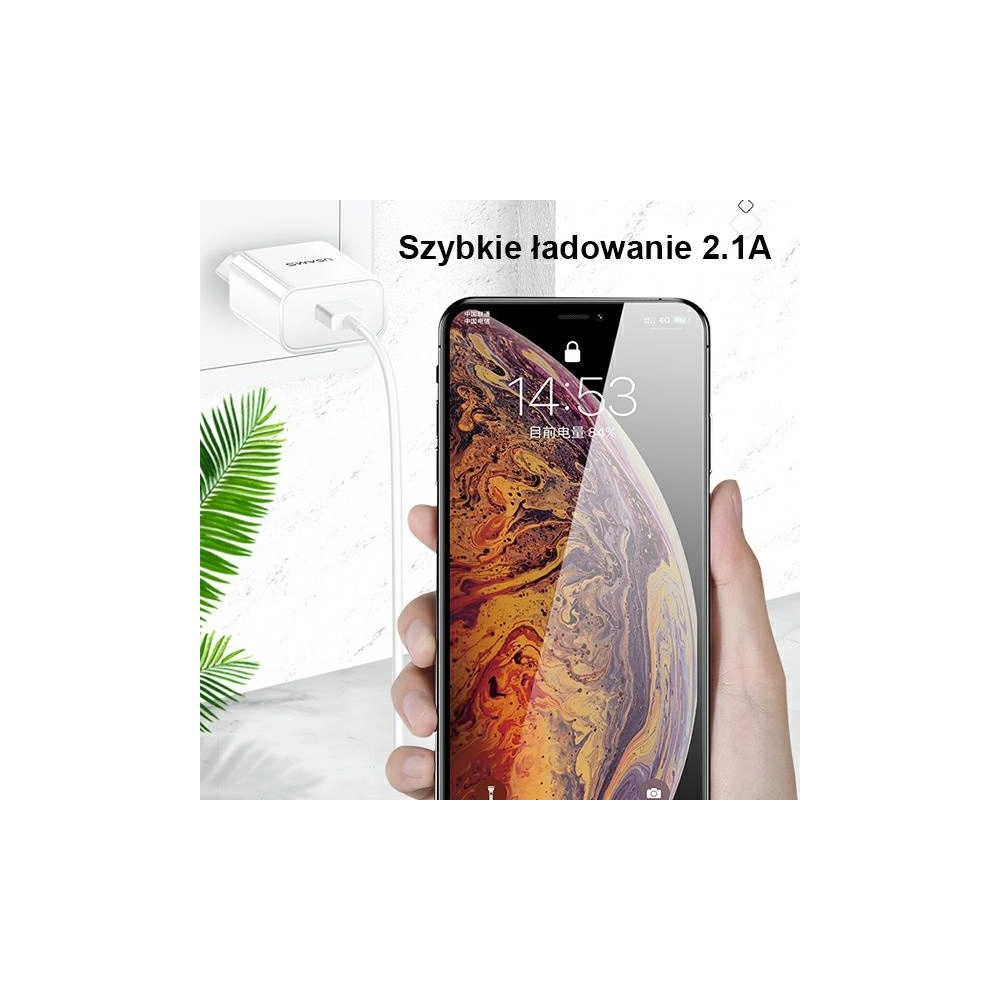 Hurtownia GSM - Ładowarka sieciowa USAMS T18 1xUSB 2,1A biały/white Fast Charging CC075TC01 - USA520WHT - {ean13} - Hurt