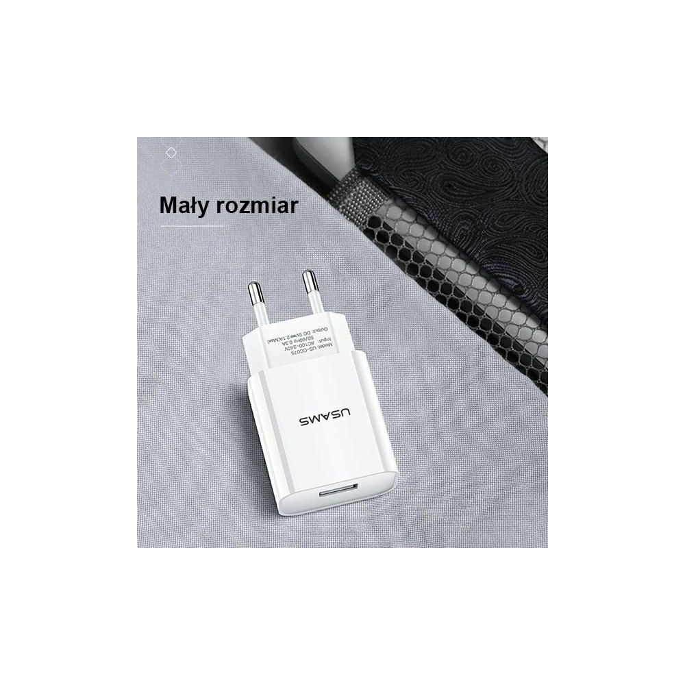 Hurtownia GSM - Ładowarka sieciowa USAMS T18 1xUSB 2,1A biały/white Fast Charging CC075TC01 - USA520WHT - {ean13} - Hurt