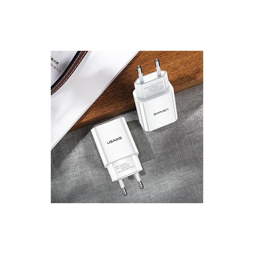 Hurtownia GSM - Ładowarka sieciowa USAMS T18 1xUSB 2,1A biały/white Fast Charging CC075TC01 - USA520WHT - {ean13} - Hurt