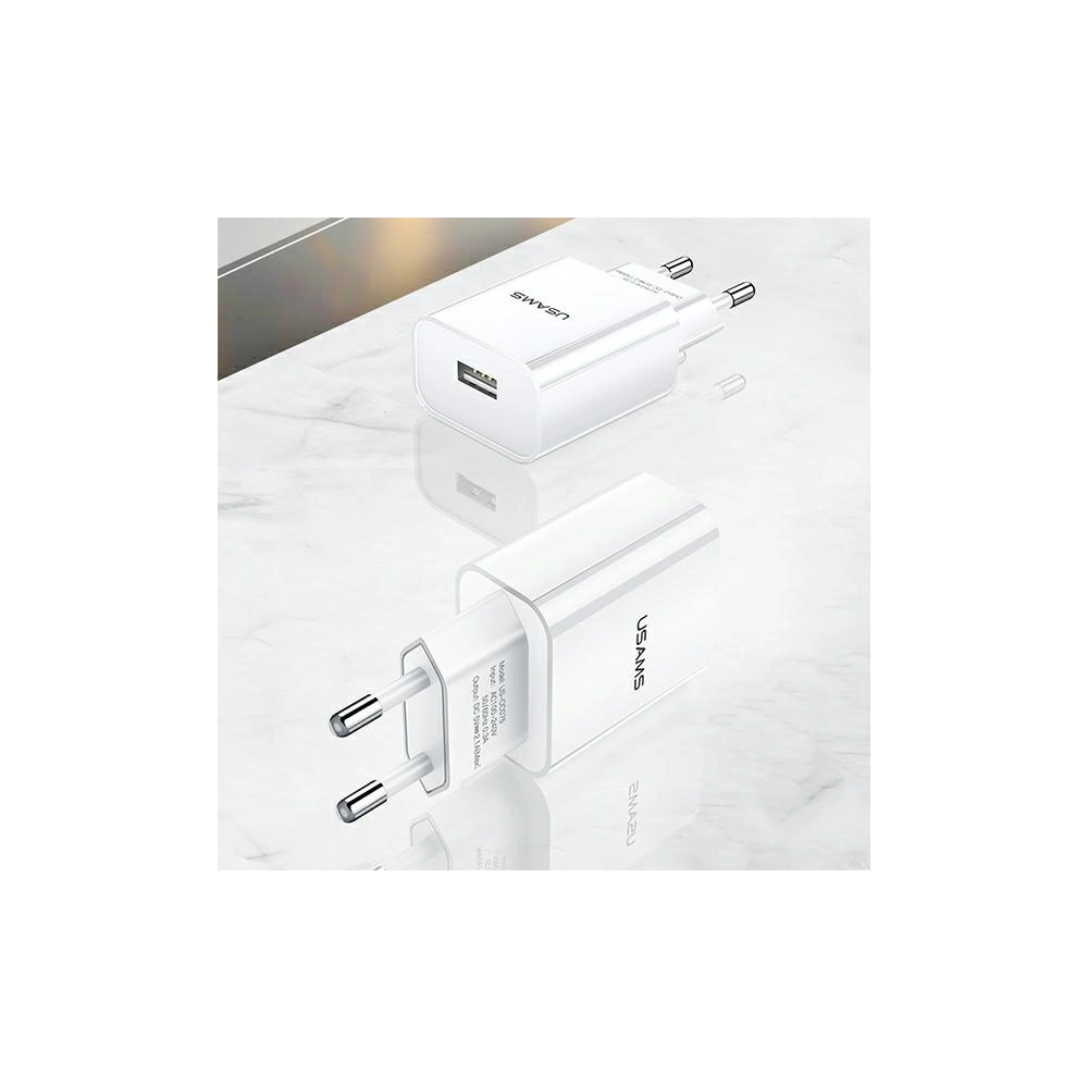 Hurtownia GSM - Ładowarka sieciowa USAMS T18 1xUSB 2,1A biały/white Fast Charging CC075TC01 - USA520WHT - {ean13} - Hurt